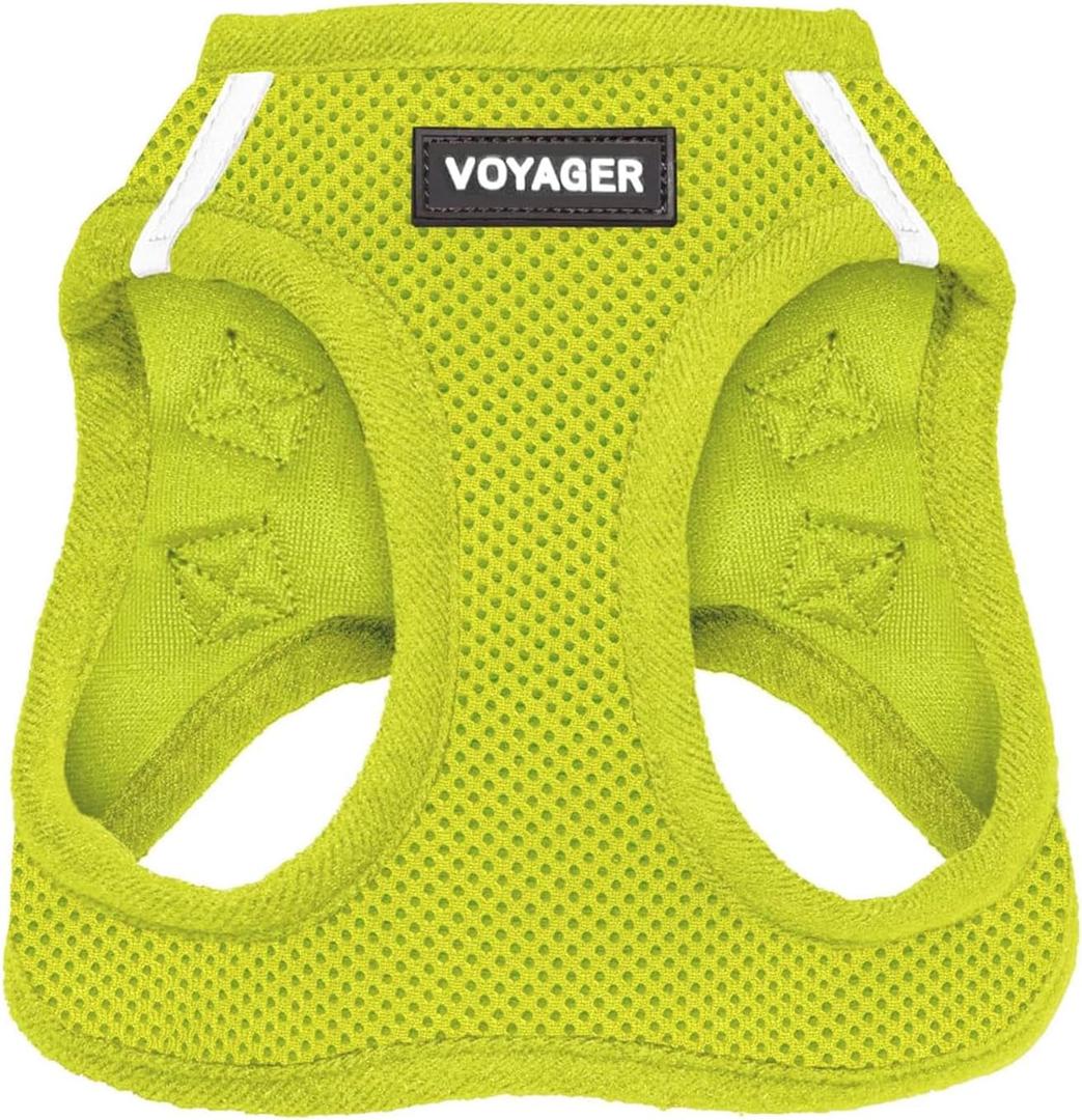 Best Pet Supplies Voyager Step-in Air Harness - All Weather Mesh, Reflective, No Pull Harness for Dogs, Cats - Secure with Hook & Loop Fastener, Buckle, Double D-Rings - Lime Green, L (L (Chest: 18 - 20.5"))
