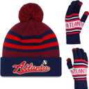 Vintage Classic Skull Cap 3D Embroidery Beanie Cuffed Winter Hat Knit with Touch Screen Gloves Gifts for Fans