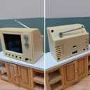 Mini Retro TV, Pixel Pocket Tiny TV, 2.4 Inch HD 480p with 8GB Storage, Support USB Upload Video, 180 Minutes of Battery Lifeg 1:12 Scale Classics for Dollhouse Miniature Scenes Gift (Light Yellow)