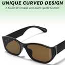 MUDIWRLO Wrap Around Sunglasses for Women Men Curved Rectangle Sun Glasses Fashion Trendy Fashion Shades(Brown)