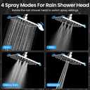 Veken High Pressure Rain Shower Head with Multi-Functions, Square Rainfall Shower Heads with 5-Mode Handheld Spray Combo, Detachable Hand Held Showerhead with Hose, Double Regaderas Para, Chrome