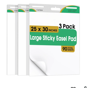 Sticky Easel Pad, 25 x 30 Inch Anchor Chart Paper, 9 Pack 30 Sheets, Large White Self Stick Flip Chart Paper for Teachers