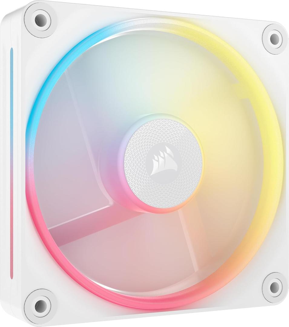 CORSAIR iCUE Link LX120-R RGB 120mm PWM Reverse Fan  Single Fan  Low-Noise, Magnetic Dome Bearing, Dual Light Loops, CORSAIR QuikTurn Screws, Zero RPM Mode  White