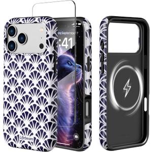 LifeBeam Fan Pattern Phone Case for iPhone 17 Pro Max Case 6.9" - Compatible with MagSafe [10ft Drop Tested] - Military Grade Protective Cover for Women