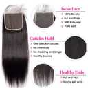 5x5 HD Lace Closure Straight Human Hair 12A Real Transparent Lace Closure Virgin Remy 10inch Black