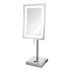 JERDON Lighted Tabletop Magnifying Mirror - LED Makeup Mirror with 5X Magnification in Nickel Finish - Model JRT910NL