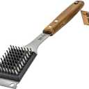 BBQ-Aid Grill Brush and Scraper for Barbecue  Grill Brush for Outdoor Grill with Extended, Large Wooden Handle and Replaceable Stainless Steel Bristles Head No Scratch- BBQ Grill Brush for Any Grill
