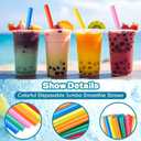 Eaasty 2000 Pcs Jumbo Smoothie Straws Bulk(0.43" Diameter and 8.2" Long) Large Wide Mouthed Plastic Disposable Milkshak Bubble Tea Straws for Tall Homemade Milkshakes Drinking (Colorful)