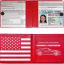 6 x Kewucn Car Registration and Insurance Holder, 2 Pack Premium Auto Essential Document Organizers with Strong Velcro Closure, Universal Vehicle Interior Accessories for Most Cars(Style 5, Red)
