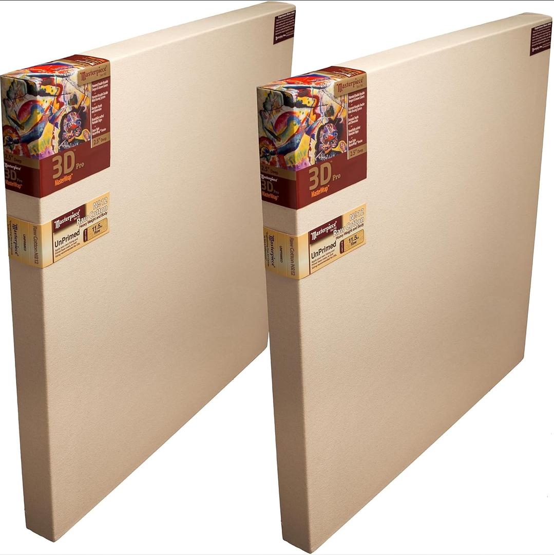 Masterpiece Z2DR-2025 3D Pro 2.5" Deep Raw Unprimed Heavy Weight #12 Cotton 11.5 oz Stretched Canvas 20" x 25" Natural 2 Pack