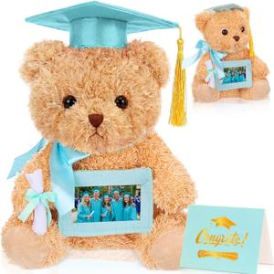 Soulchen 7 Inches Graduation Teddy Bear 2026 Bachelors Gown Plush Bear with Picture Frame Congrats Card Graduate Stuffed Animal Gifts Set for College Grad Preschool Kindergarten(Green)