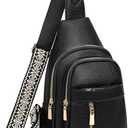 FALAN MULE Crossbody Bags for Women Trendy Leather Sling Chest Bag Fanny Packs for Women (Elegant Black)