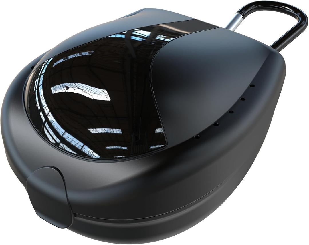 ARGOMAX Sports Mouth Guards Case, 1 Piece Sports Braces Case with Carabiner, Football Mouthguard Case, Black.