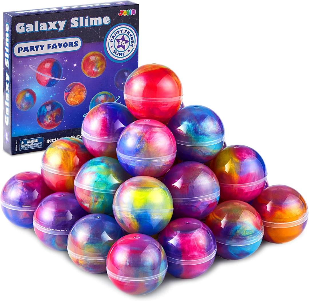 JOYIN Slime Party Favors, 36 Pack Galaxy Slime Ball - Stretchy, Non-Sticky, Mess-Free, Stress Relief, and Safe - Toys for Girls and Boys - Classroom Reward, Party Supplies
