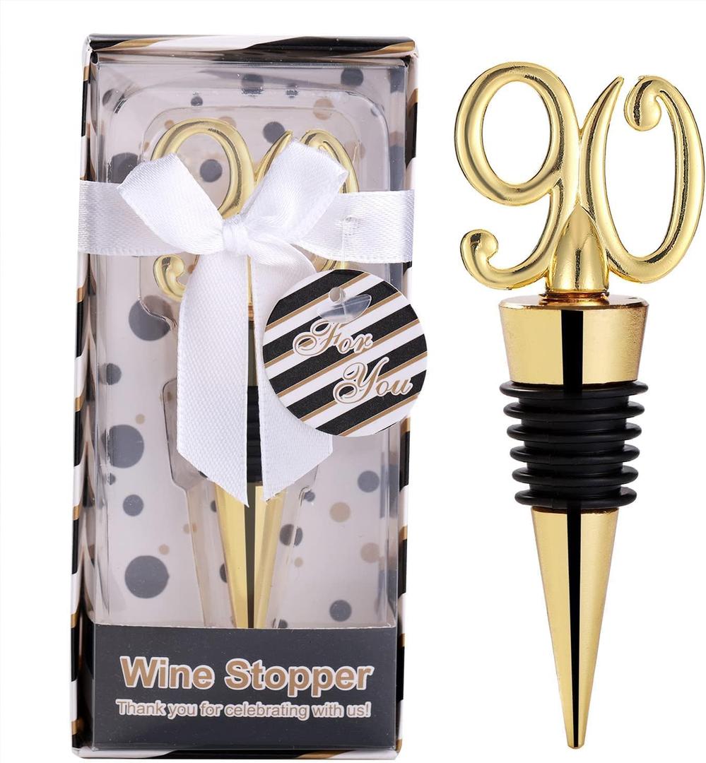 12PCS 90 Wine Stopper for 90th Birthday Party Favors or 90th Anniversary Party Gifts 90th Birthday Party Gifts Souvenirs Decorations for Guests (90th,12)