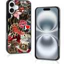 Aesthetic Summer Cheetah Print Collage Phone Case Compatible with iPhone 16 Plus Case 6.7 Inch, TPU Shockproof Protection Coquette Y2K Leopard Preppy Phone Case for Girls Women Cover