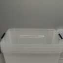 IRIS USA 68 L (72 QT) Plastic Storage Box with Lid and Latches - 4 Pack - BPA-Free, See-Through Organizing Solution, Durable Nestable Stackable Containers, Secure Pull Handle - Clear