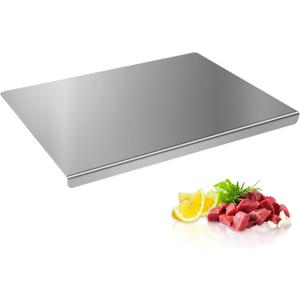 Stainless Steel Cutting Board with Lip, Kitchen Chopping Board for Cutting Meat, Veggies and Fruit, 16 12 0.8 inch