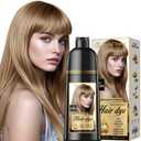 Natural Hair Dye Shampoo 3 IN 1, Gray Hair Coverage, Vegan, Ammonia-Free & Paraben-Free Hair Coloring Shampoo for Women & Men, Beard Dye for Men, Nourishing Gentle (ASH BLONDE)