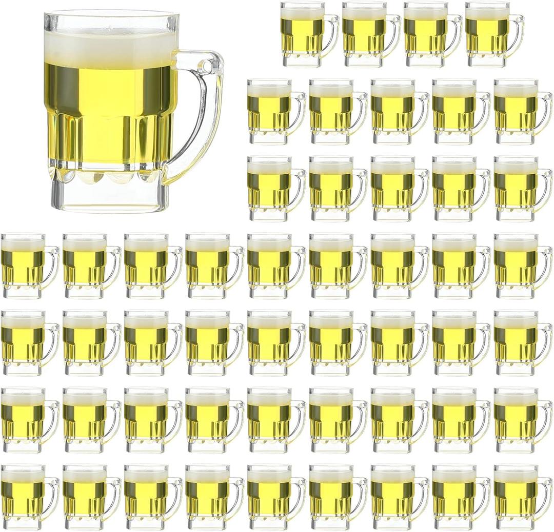 Cindeer 40 Pcs Miniature Mugs Oktoberfest Mini Beer Cups Dollhouse Beer Shot Glasses Kit Plastic Drinking Mugs for Oktoberfest Party Favor Dollhouse Decoration Accessories