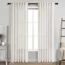Cream Linen Curtains 84 Inch Length 2 Panels Back Tab Rod Pocket Semi Sheer Bedroom Curtains Light Filtering Country Closet Curtain Drapes Netural Farmhouse Window Panels for Living Dining Room 42x84 (Natural)