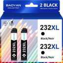 232XL T232 Ink Cartridges 2 Black Remanufactured for Epson 232XL Ink Cartridges Combo Pack for Expression Home XP-4200 XP-4205 Workforce WF-2930 WF-2950 XP4200 WF2950 (2 Black)