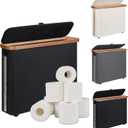 Toilet Paper Storage Basket with Lid - The Ultimate Bathroom Organizer, Free Standing Toilet Paper Holder for Up to 9 Mega Rolls, Toilet Tissue Storage Bin with Handle for RV Closet, Black (23L)