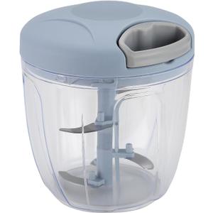 Garlic Mincer Hand Cutter - Hand Pull String Food Processor Vegetable Chopper - for Onion, Ginger, Fruits, Nuts, Herbs, Dishwasher Safe (Grey,900ml)