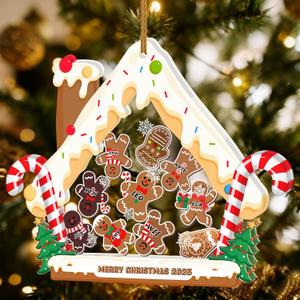 Personalized Christmas Family Ornaments 2025,Custom 4D Shaker Family Ornament Gingerbread House Xmas Decorations 2025,Customize Christmas Tree Ornaments