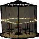 7.5-10FT Umbrella Netting for Outdoor Umbrellas, Patio Umbrella Mosquito Netting with Led Strip Lights, Adjustable Rope, Fits 9Ft Outdoor Table Umbrellas (Black)