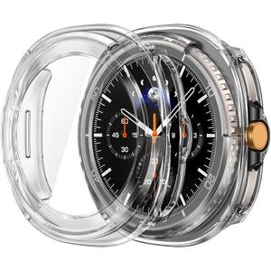 3 x Misxi 2-Pack Hard PC Case with Tempered Glass Screen Protector for Samsung Galaxy Watch 8 Classic 46mm, Overall Protection Anti-Slip Scratch-Resistant Cover for Galaxy Watch8 Classic, Transparent