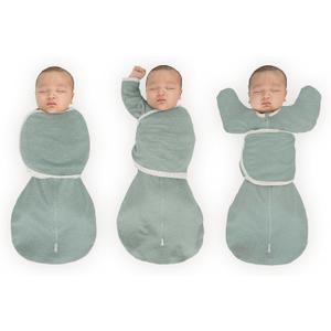 SwaddleDesigns 6-Way Omni Swaddle Sack for Newborn with Wrap & Arms Up Sleeves & Mitten Cuffs, Easy Transition, Better Sleep for Baby Boys & Girls, Heathered Jadeite, Small
