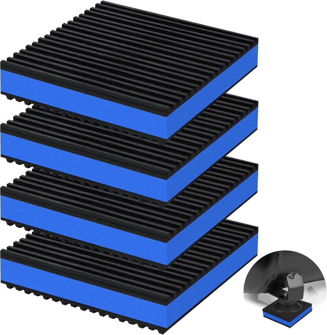 4 Pack Anti Vibration Pads for Washing Machine 4"x4"x7/8", Sound Isolation Vibrating Pad Ribbed Rubber Damping Mat EVA Center for Air Compressors, Conditioner, Treadmill, HVAC Washer Dryer