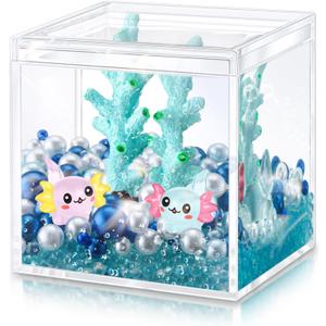 HyDren Mini Axolotl Figures Toy DIY Axolotl Tank Handmade Craft Birthday Party Gifts for Bedroom Living Room Home Table Decorations(Cute Coral,Lake Blue)