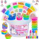Crystal Clear Slime Kit with 36 Add-ins & 17 FL OZ Premade Base - DIY Rainbow Slime Making Kit in Bucket for Kids, Gift for Girls and Boys Ages 8-12, Party Favors for Birthday, Easter, Halloween, Medium