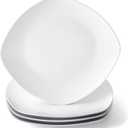 10" Square Dinner Plates Set of 4, White Ceramic Plates for Dinner, Salad, Appetizer & Dessert, Microwave, Dishwasher Safe Dinnerware for Kitchen, Perfect for Party Wedding Birthday & Christmas Dishes