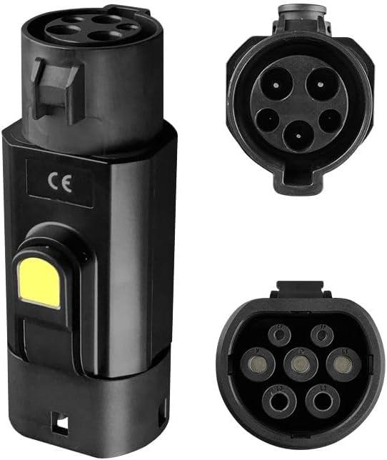 EV Type 1 to Type 2 Adapter Electric Vehicle Charging Adapter Black SAE j1772 to IEC62196 EV Charging Adapter