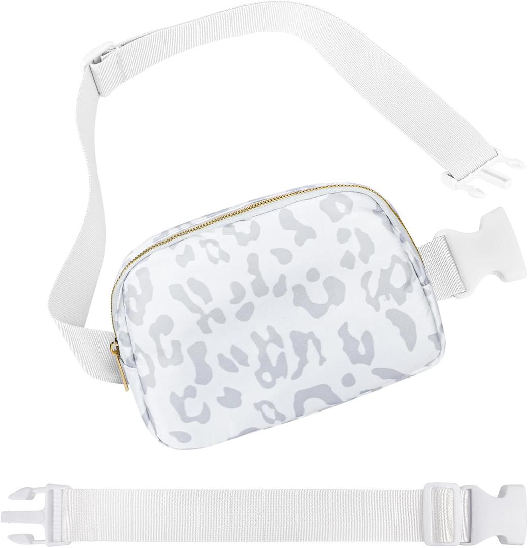 Waist Belt Bag Fashion Fanny Women Waist Pack With Adjustable Strap For Travel Running Hiking Walking Leopard White with rope
