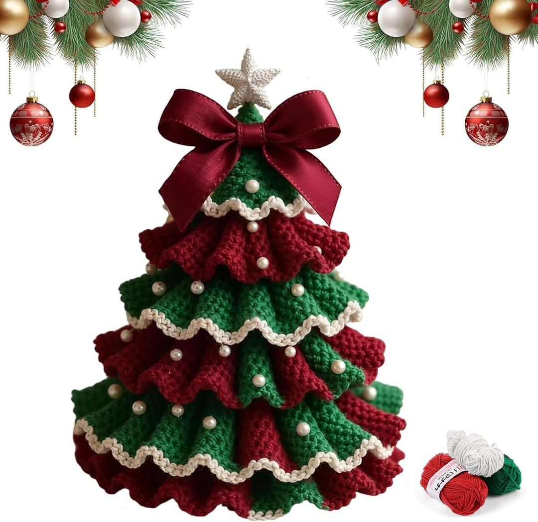 DIY Crochet Christmas Tree Kit for Beginners, Handmade Crochet Christmas Tree Kits - Easy Crochet Kit with Simple Instruction Manual, for Christmas