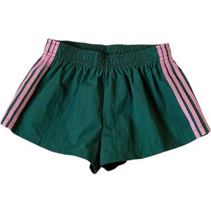 MakeMeChic Women's Striped Summer Shorts Workout Running Shorts Mini Micro Sweat Track Shorts Gym Athletic Wear (Green, M)