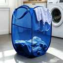 Larpur Mesh Laundry Basket, Pop up Laundry Hamper with Handles, Collapsible Clothes Basket for Travel, College, Dorm, Royal Blue