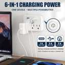 Cruise Ship Compliant Non-Surge Power Strip (6-in-1) Outlet Extender with 3 AC Outlets, 2 USB Ports & 1 USB-C, 2500W, Approved for Carnival, Norwegian, Princess & Disney Cruises (NOT Royal)