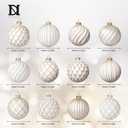 DN DECONATION Christmas Ball Ornaments Set of 12  3.14 White & Gold Vintage Glass Ornaments with 3D Surface, Elegant Glass Christmas Decorations for Tree, Holiday Winter Dcor & Parties