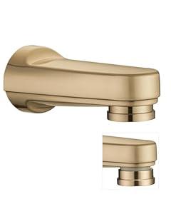 Metal Pull Down Bathtub Spout with Diverter, 51/4" Length, Repair Part Tub Spout, Rebuilt with RP33794& RP12307, Warm Brushed Gold