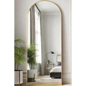 SUNQUEEN 58"x19" Floor Mirror Full Length, Arched Full Length Mirror with Stand, Full Body Mirrors for Bedroom Living Room or Cloakroom Gold