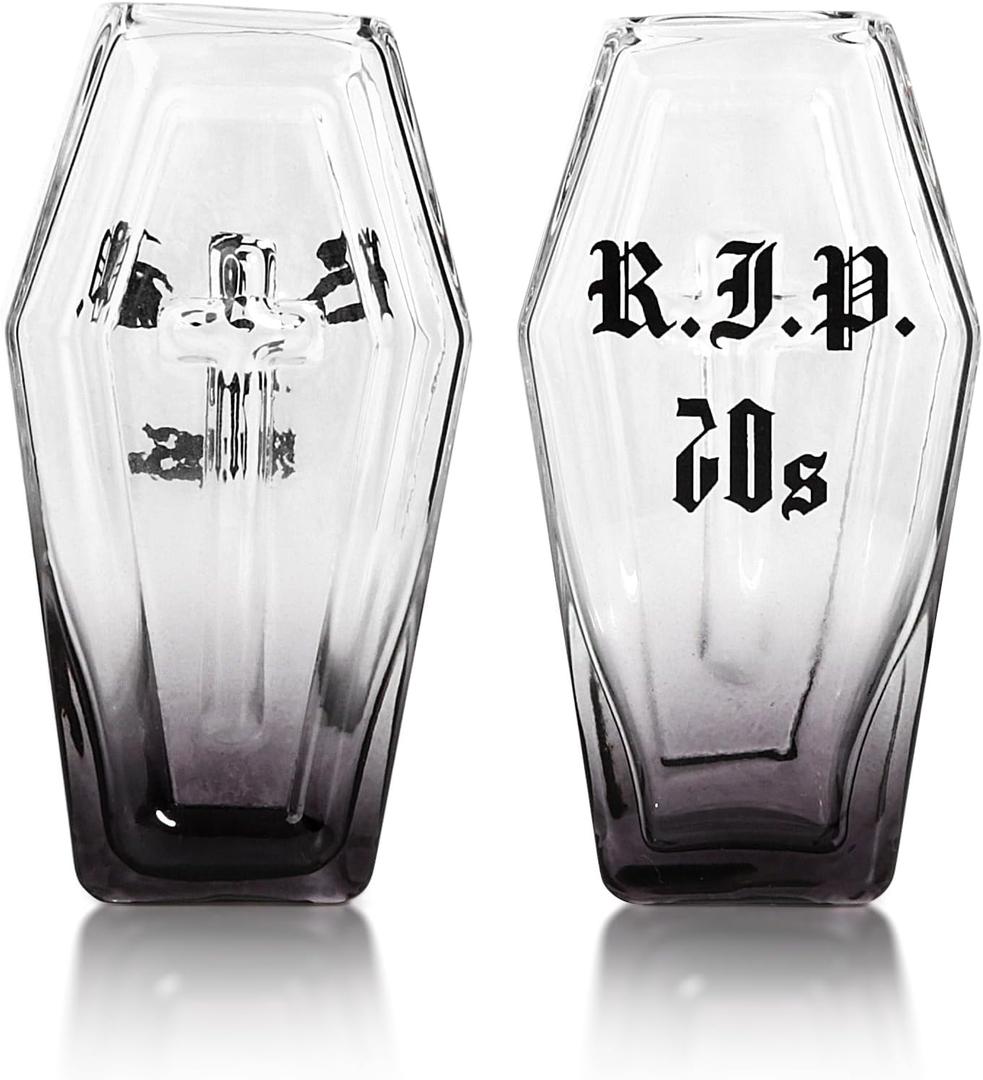 Coffin Shot Glass Rip To My 20s Birthday Decorations Black Shot Glasses 30th Birthday Decorations 1.85 OZ Drinking Glass 30th Birthday Gifts