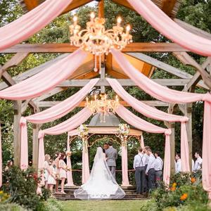 4 Panel Dusty Rose Ceiling Drapes for Wedding, 5ftx20ft Chiffon Fabric Sheer Curtain Tent Ceiling Drapes for Weddings/Arch/Party/Ceremony/Stage