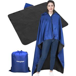 DUKUSEEK Waterproof Stadium Blanket, Outdoor Blankets Waterproof Windproof for Cold Weather, Emergency Warm Blanket with Quilted Cotton and Thick Fleece for Picnic, Camping, Outdoor Sports (Blue)