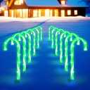 Christmas Candy Cane Lights 12Pcs Christmas Pathway Lights with 72 Count Incandescent Green Lights, Connectable 12 Inch Pathway Makers Lights for Indoor Outdoor Walkway Patio Yard Lawn Decorations, Green