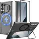 Nillkin [New Material for Samsung Galaxy Z Fold 6 Case, Built-in HD Screen Protector & Adjustable Camera Kickstand, Slim Clear Magnetic Phone Case for Samsung Galaxy Z Fold 6, Clear Black